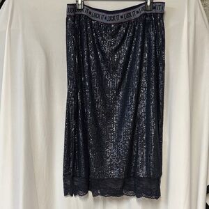 Lucky Brand Black Sequin Midi Skirt